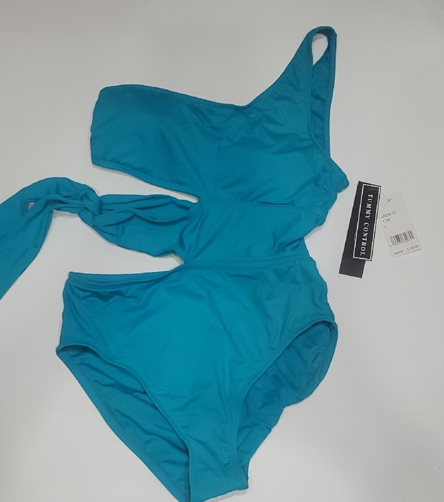 La Blanca Blue One Piece Swimsuit Classic Scoop Neck